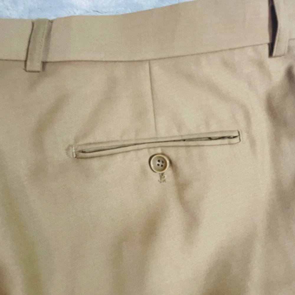 Giorgio Fiorelli Dress Pants Mens 38x29 Tan Khaki Good Flat Front Slacks